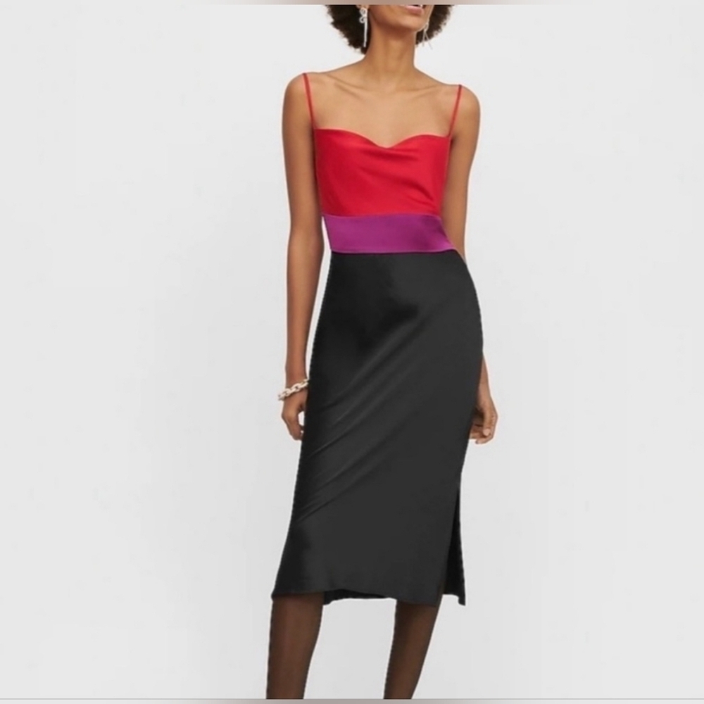 Express Red, Pink, and Black Midi Skirt